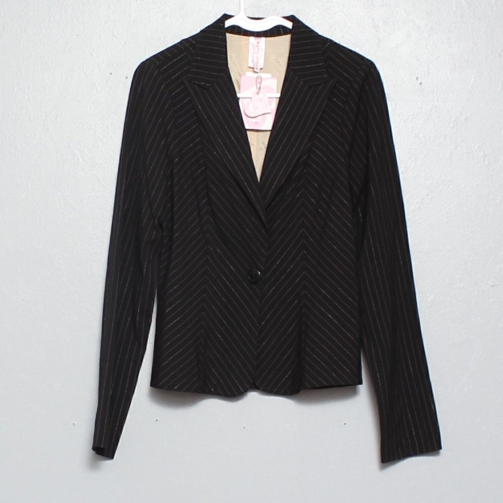 Heart soul nwt black striped one button blazer jacket